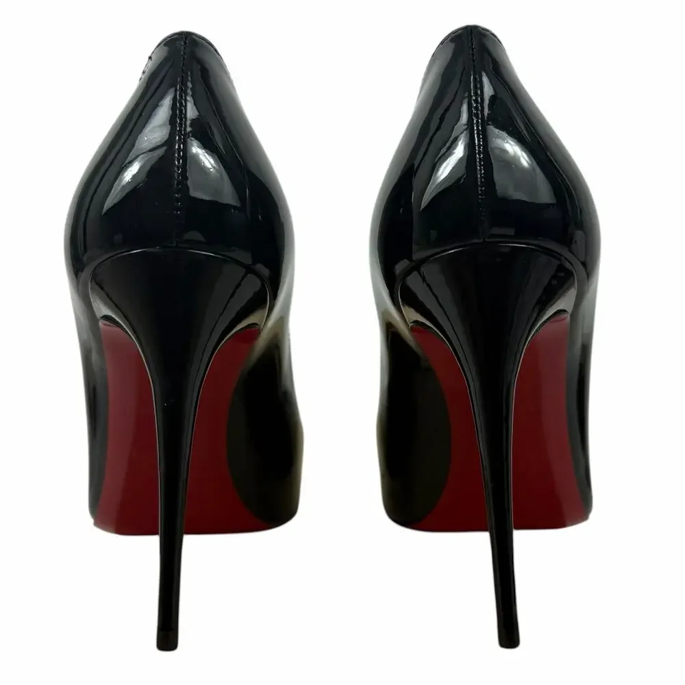 Christian Louboutin Kate 100 Patent Leather Pointed Toe Pump Black  Size 36